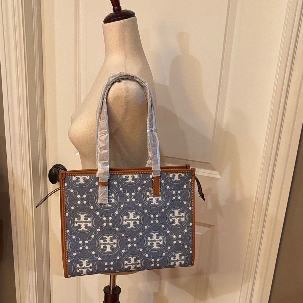 Tory Burch Blue and Brown Tote Bag